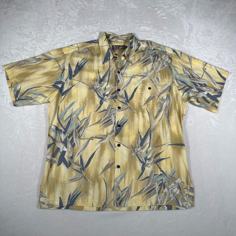 Tori Richard Shirt Men Size L Tropical Short Sleeve Single Pocket Made in US EUC